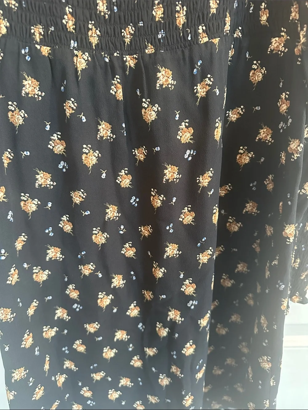 Maje Black Floral Mini Dress with Puff Sleeves